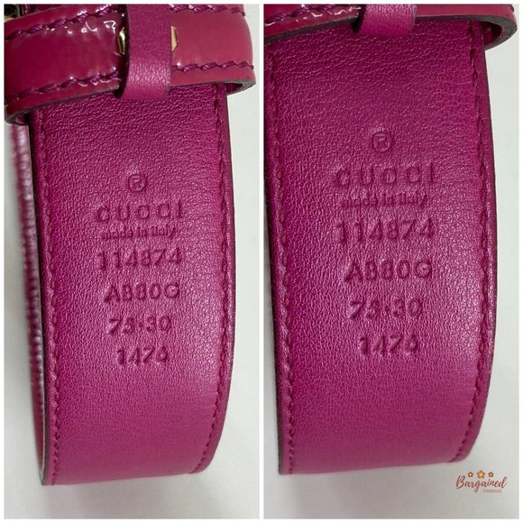 Authentic GUCCI Pink Rose Coated Calfskin Leather GG Interlocking Belt 75/30 - Picture 8 of 13